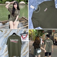 Hot B4len T-Shirt Made of 2-Way COTTON, Very Cool, Moss Green Embroidered Letters, Cool Elastic Mate