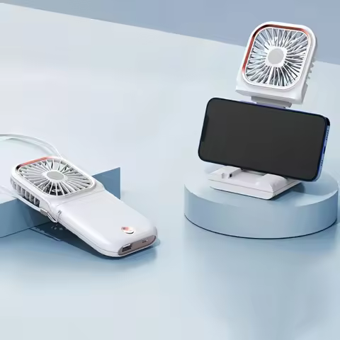 Summer New Folding Neck Fan USB Halter Neck Small Fan Portable Mute Handheld Fan Slim Outdoor Deskto