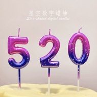 [6129 People Collection] Galaxy Gradient Candle Decoration Style Birthday Party Cake Number Candle 0