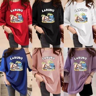 [AMYGO] 2Y507 POP MART LABUBU Tshirt Woman Loose T shirt Women Baju Perempuan Plus Size Crop Top 大码宽