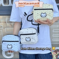 NECKLACEMASK Camera Pouch, Kitten Polka Dot Print Large Capacity Storage Bag, Kawaii with Strap Cosm