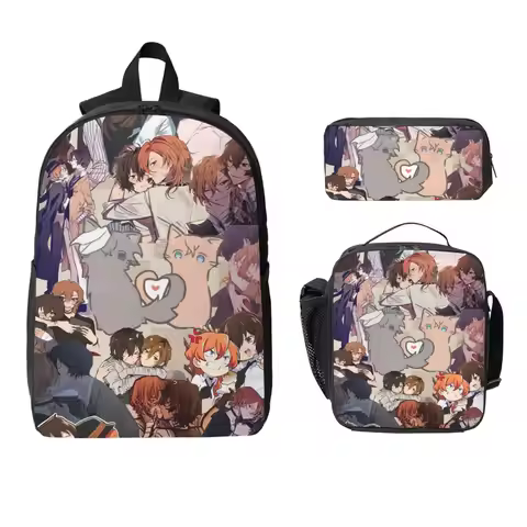 Bungou Stray Dogs Wan Anime Dazai And Chuuya Backpack Student Boys Girls BookBag School Bag 3ps Insu