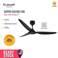 Elmark SUPER 3000 Ceiling Fan 56" DC Motor 6 Speed 3 Blades With Remote Control SUPER-MBK