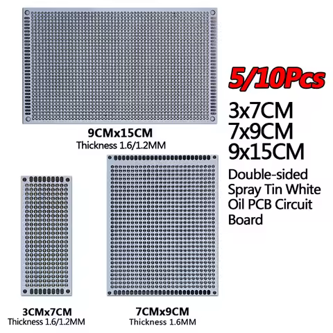 5/10PCS PCB Board Prototype Board White Thickness 1.2/1.6MM 3x7/7x9/9x15cm Double Sided Circuit Boar