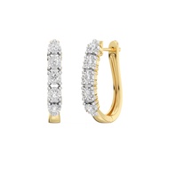 GILDED 14K Gold Plated Over Sterling Silver Diamond Hoop Earrings for Women | 1/5, 1/4, 1/2 ct Lab G