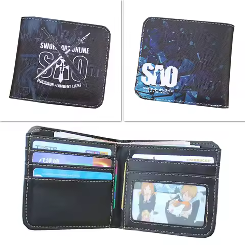 Sword Art Online Kirito Anime Men's Wallets Yuuki Asuna Women Short Card Holders Purse