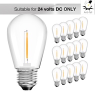 DC 24V Low Voltage E27 LED Bulbs, S14 Vintage Edison LED Light 1W (Equivalent to 7W), Plastic Bulbs 