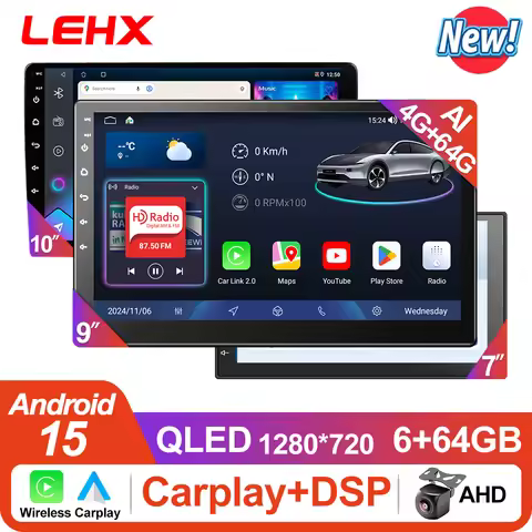 LEHX L8X 8Core 7/9/10'' 2Din Android 15 Carplay Radio Car Radio Multimedia Stereo For toyota Hyundai