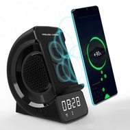 WD-200 Wireless Charger Bluetooth-compatible Digital LED Display Alarm Clock Radio Charging Station with Phone Holder Charger