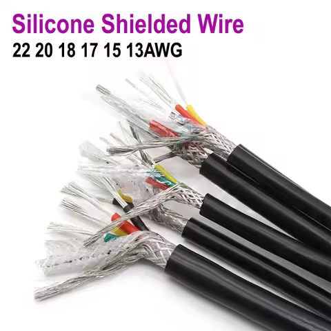 1M Silicone Rubber Shielded Wire 22 20 18 17 15 13AWG Cable 2 3 4 6Core Insulated Flexible Copper Hi
