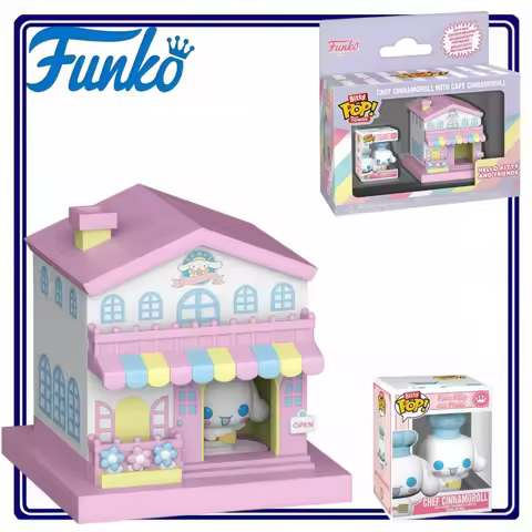 Official Funko Bitty Pop Towns Sanrio Chef Cinnamoroll Figurine Cafe Scene Diorama Ornament Display 