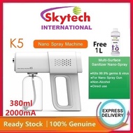 [Selangor] Upgraded K5 Nano Handheld Wireless Rechargeable Portable BlueLight Disinfectant Spray Gun with 1L Bioclean Nano Mist Solution