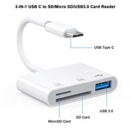 3合1 USB-C 轉 SD/Micro SD/USB3.0 讀卡器 Type C   OTG 現貨 🎊 蘋果用三合一讀卡器 TF/SD /USB for iphone type c 可讀取文件  傳
