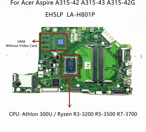 EH5LP LA-H801P For Acer Aspire A315-42 A515-43 A315-42G A515-43G Laptop Motherboard With AMD 300 R3-