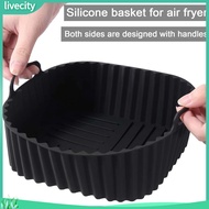 livecity|  Air Fryer Steaming Basket Silicone Air Fryer Tray Square Silicone Air Fryer Basket Tray B