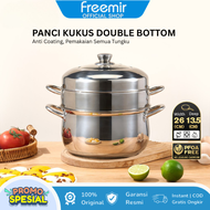 OFFICIAL freemir Panci Kukus 26cm Stainless Steel – Tutup Kaca Rak Kukusan Gagang Baja Anti Karat