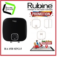 RUBINE STORAGE WATER HEATER ( RA 15B BLACK ) With Dielectric connector + Pressure Relief Valve + Mounting Hardware / FRE