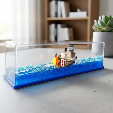 One Piece Going Merry Floating Barcos Thousand Sunny Ship in Fluid Liquid Barcos Floating Boat Desk 