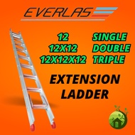 (Sirim) 12 Feet Everlas Extension Ladder 12x12 /12x12x12 Tangga Slide Ladder Heavy Duty TANGGA SLIDE