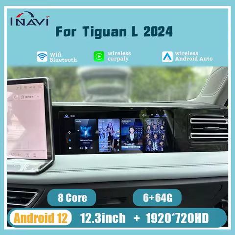 12.3inch for Volkswagen Tiguan L 2024 co-pilot Entertainment screen dual Bluetooth channel player ca