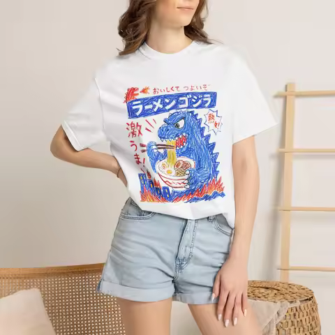 Godzilla Gojira Japanese Kaiju Movie Graphic T-Shirt Anime Print Oversized Japanese Manga Streetwear
