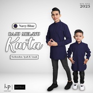 I.P Muslim❤️2025 NAVY BLUE Baju Kurta Family Set Soft Cotton SlimFit/Size 0-4XL/Baju Raya Keluarga S