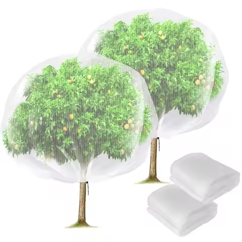 Large Fruits Tree Netting Cover with Zipper and Drawstring Garden Insect Netting Transparent Bird Pl