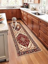 SERISSA Boho Washable Runner Rug, 2x5 Rug Runner Non-Slip Vintage Red Black Hallway Kitchen Runner R