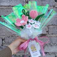 Buket Bunga Tulip Hologram/ Buket Bunga Kawat Bulu