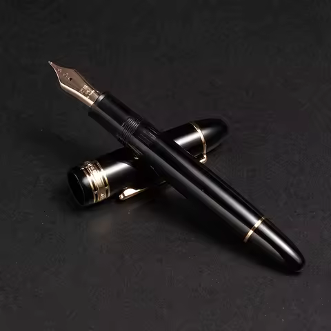 Luxury Wing Sung 630 Fountain Pen 14K Gold Nib Wave Long Knife Nib Piston Gold Clip Resin Pen Statio