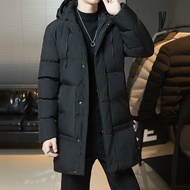 Plus Size 7XL 8XL Men's Cotton Jacket Mid Length Jacket Solid Color Hooded Jacket Winter Puffer Jack