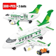 City Cargo Green Red Blue Aircraft CRJ21 Plane Passengers Airplane Bus Sets Airport Airliner Buildin