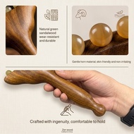 Wooden ram horn meridian comb, small pusher, facial and full-body massage stick, ram horn beauty mas
