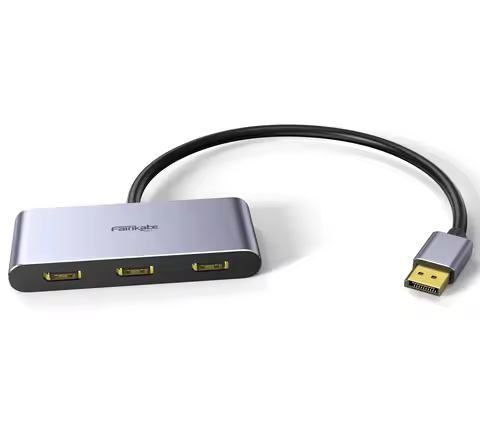 Fairikabe Displayport To 3*DisplayPort Splitter Single 8K Dual 4K60Hz 1080p60Hz DisplayPort MST Hub 