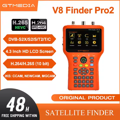 GTMEDIA V8 Finder Pro2 Satellite Finder DVB-S2X/T2/C, H.265 10-bit, 4.3" HD Display Original V8 Find