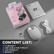 C1 Wireless Mouse 6 Levels DPI Optical Tracking Silicone Customize Tri-mode 2.4G/USB-C/ Bluetooth Ga