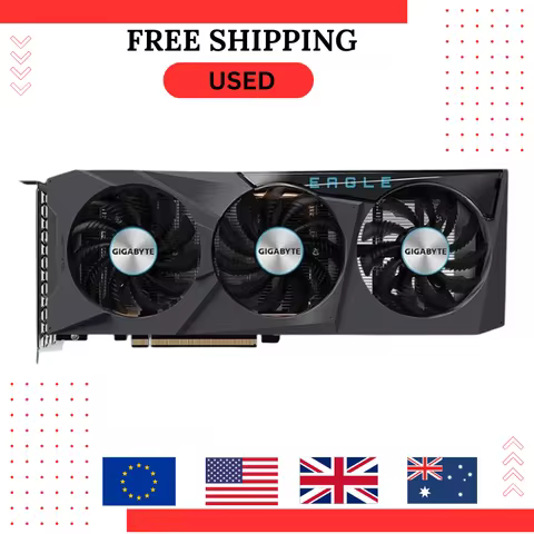 USED GIGABYTE Radeon RX6600 EAGLE 8G GDDR6 Graphics Cards 2491MHz 128bit PCIe 4.0 RX 6600 GPU with T