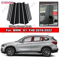 6Pcs Glossy Piano Black Mirror Effect Car Door Window Center B C Pillar Post Middle Column Cover Tri