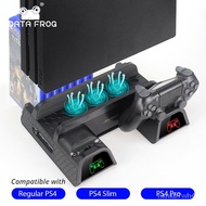 DATA FROG Vertical Cooling Fan Stand For PS4/PS4 Slim/PS4 PRO Console Dual Controller LED Charger Station For SN Playsta