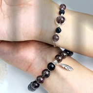 黑極光23 銀曜石 火山岩 925純銀 天然礦石水晶 情侶水晶手鍊