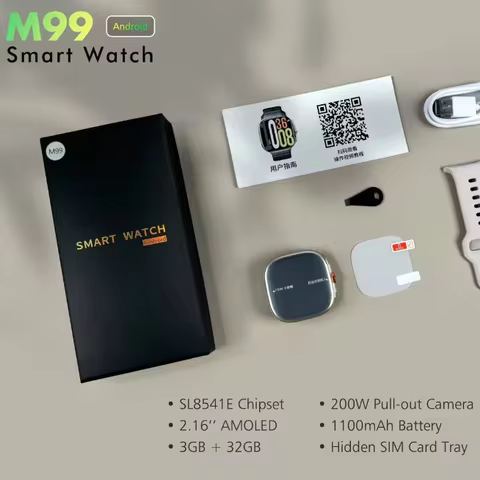 M99 4G 5G Full Netcom Smartwatch 2.4inch Amoled Screen 5G SIM Card GPS WIFI HD Camera Application An