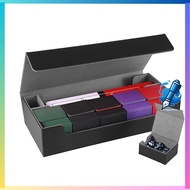 【Direct from Japan】Deck case, trading card case, top loader storage, dice holder, prema magnetic PU leather sleeve compatible "Yu-Gi-Oh! Duel Masters Various Card Game BOX" (black with grey interior)