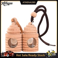 Athena➤Lovely Car Air Freshener Perfume Empty Wood Glass Bottle Hanging Decoration