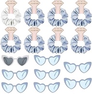 Satin Bridesmaid Scrunchies Bachelorette Hair Ties Set of 8 sunglasses Bridal Shower No Damage Hairt