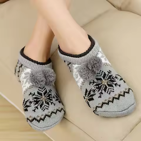 Women Thermal Home Sock Comfy Floor Winter Warm Sleeping Soft Female Plush Non Slip Grip Silicone Sh