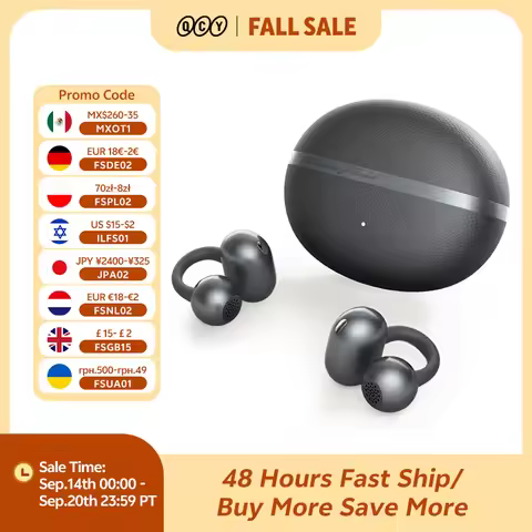 QCY Crossky C50 Open Ear Wireless Earbuds Bluetooth 6.0 Comfort Clip On Sports Earphone 4 Mic AI Cle