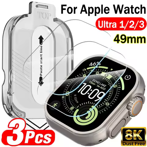1-3pcs for Apple Watch Ultra 3 2 1 49mm Easy Install Tempered Glass Screen Protectors Shatterproof F