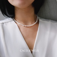 CACO Freshwater Rice Pearl Choker Necklace 18K Gold Plated "Harvest" (1 Piece)