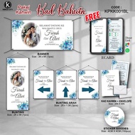 Pakej Murah - Kahwin Banner / Bunting / Penunjuk Arah / Kad Kahwin / Sticker - Blue (KPKK)