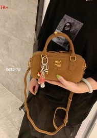 【Hot】👜 Textured Suede Tote Bowling Bag New Pillow Bag Small Square Bag With All-In-One Crossbody Bag